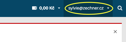 Menu účtu v pravém horním rohu Skliku