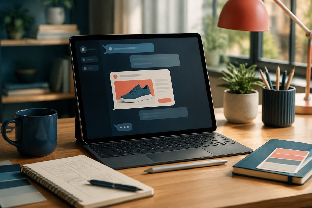 Reklamní nabídka přirozeně vložená do konverzačního rozhraní na tabletu