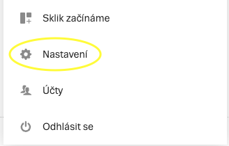 Nabídnout přístup v nastavení Skliku